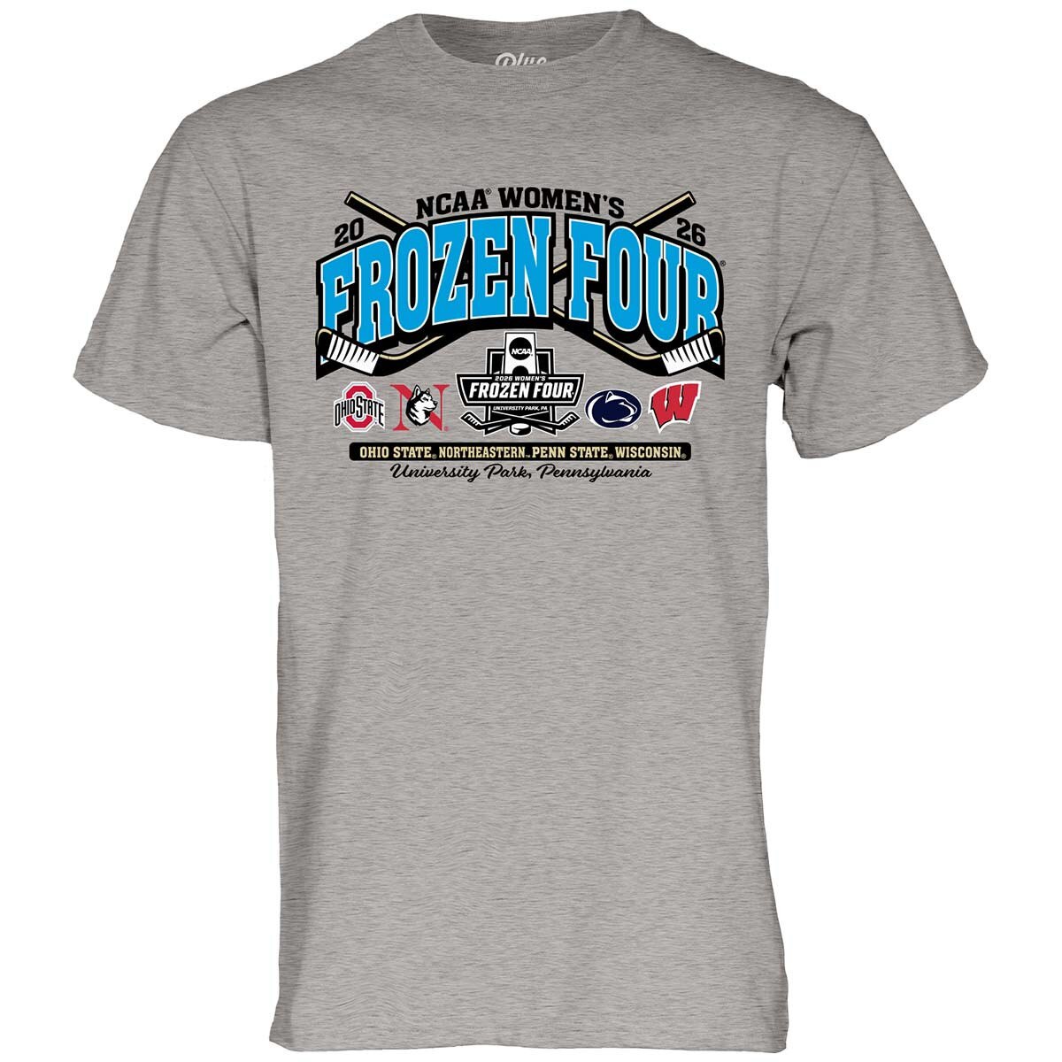 heather gray short sleeve t-shirt 2026 Women's Frozen Four hockey Penn State